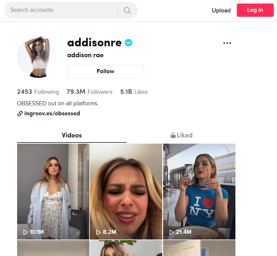 Addison Rae Tiktok Page